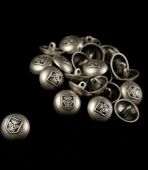 Silver Metal Crown Dome Button Size 28L x5